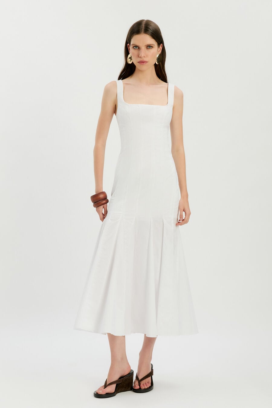 LOLITA COTTON MIDI DRESS in colour Orchid White