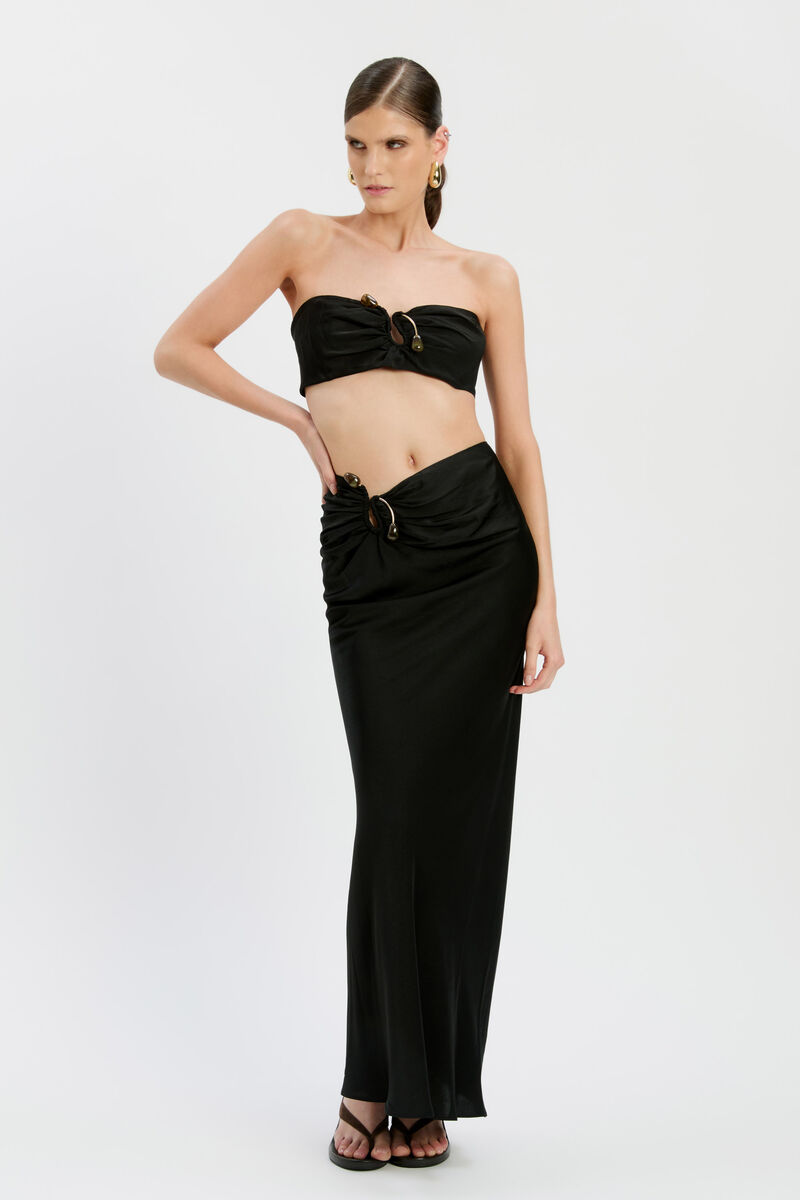 DYLAN SATIN BANDEAU TOP in colour Black