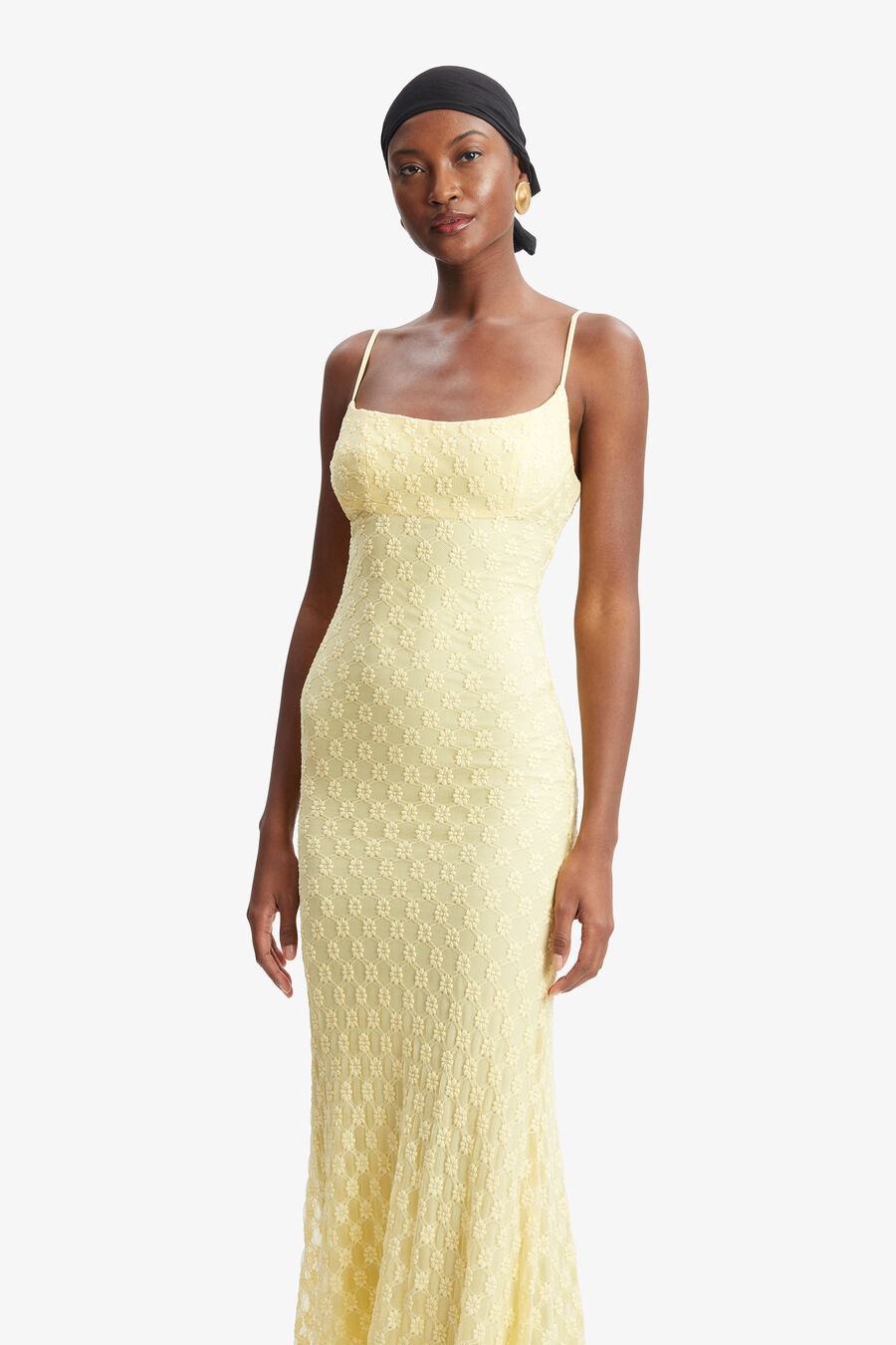 ADONI MESH MIDI DRESS in colour Canary Yellow