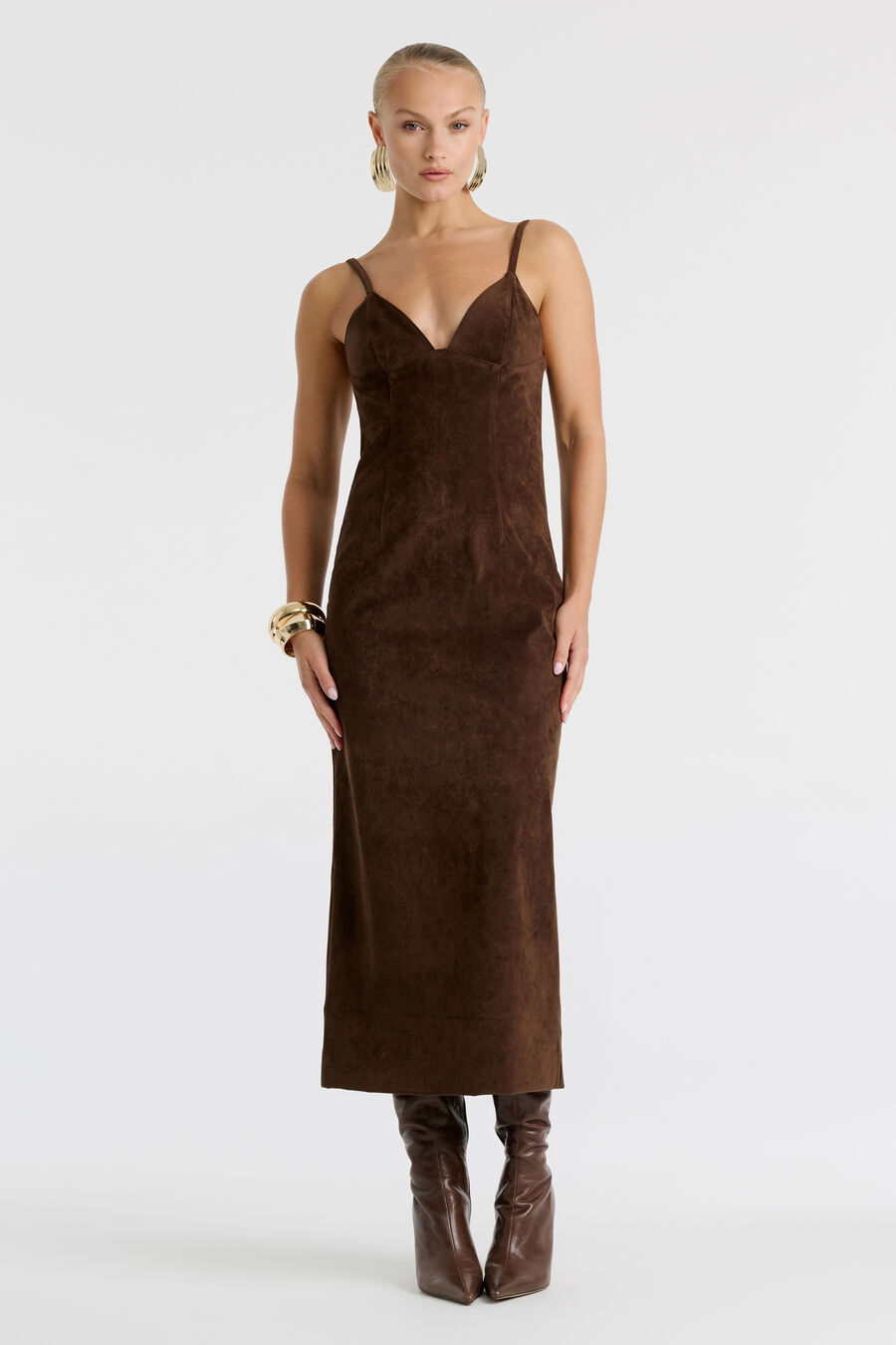 Estine Vegan Suede Midi Dress