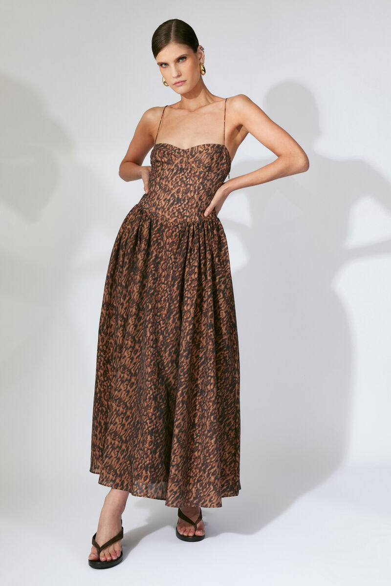 ESTIE PRINTED MAXI DRESS in colour Leopard