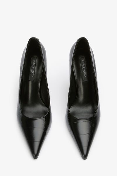NIKI BLACK CROC HEELS
