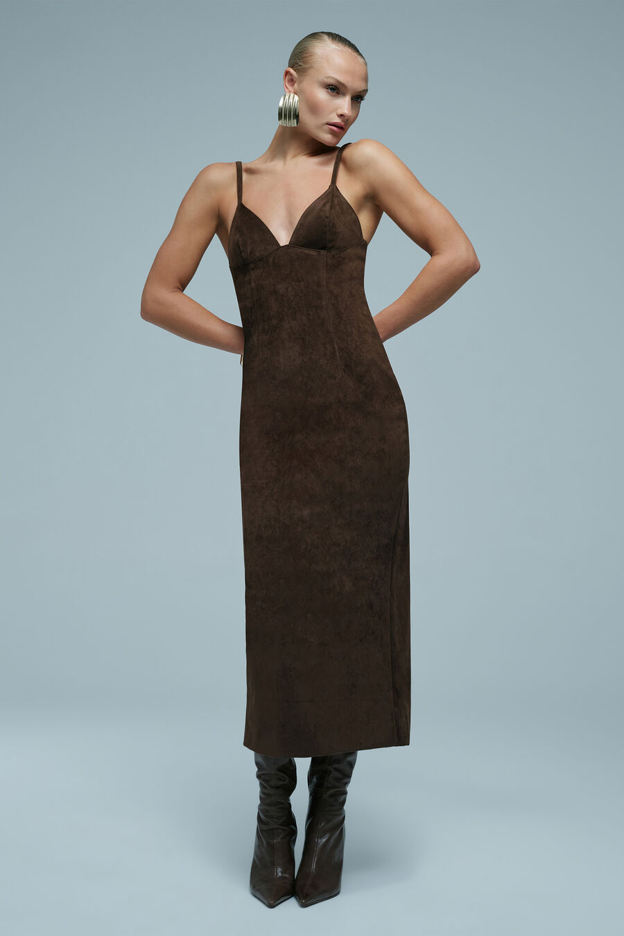 Estine Vegan Suede Midi Dress