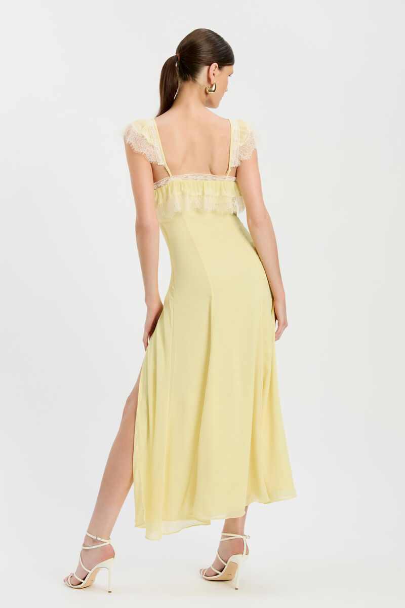 ARLIA LACE TRIM MAXI DRESS in colour Canary Yellow