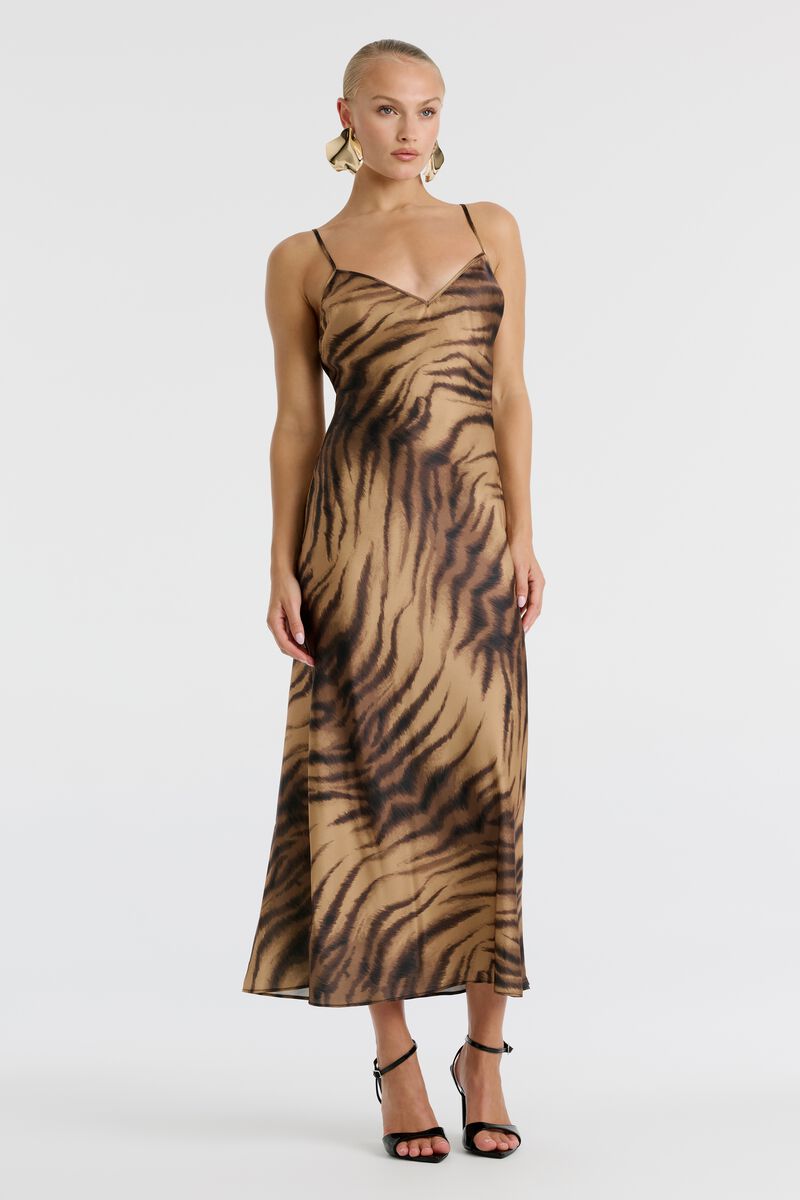 BRYNLEE SLIP DRESS in colour Animal Print