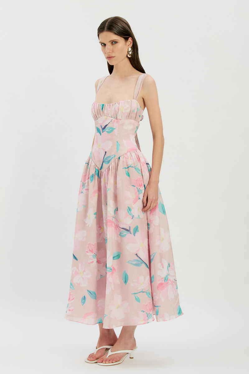 CARTIA PRINTED MIDI DRESS in colour Pink Floral