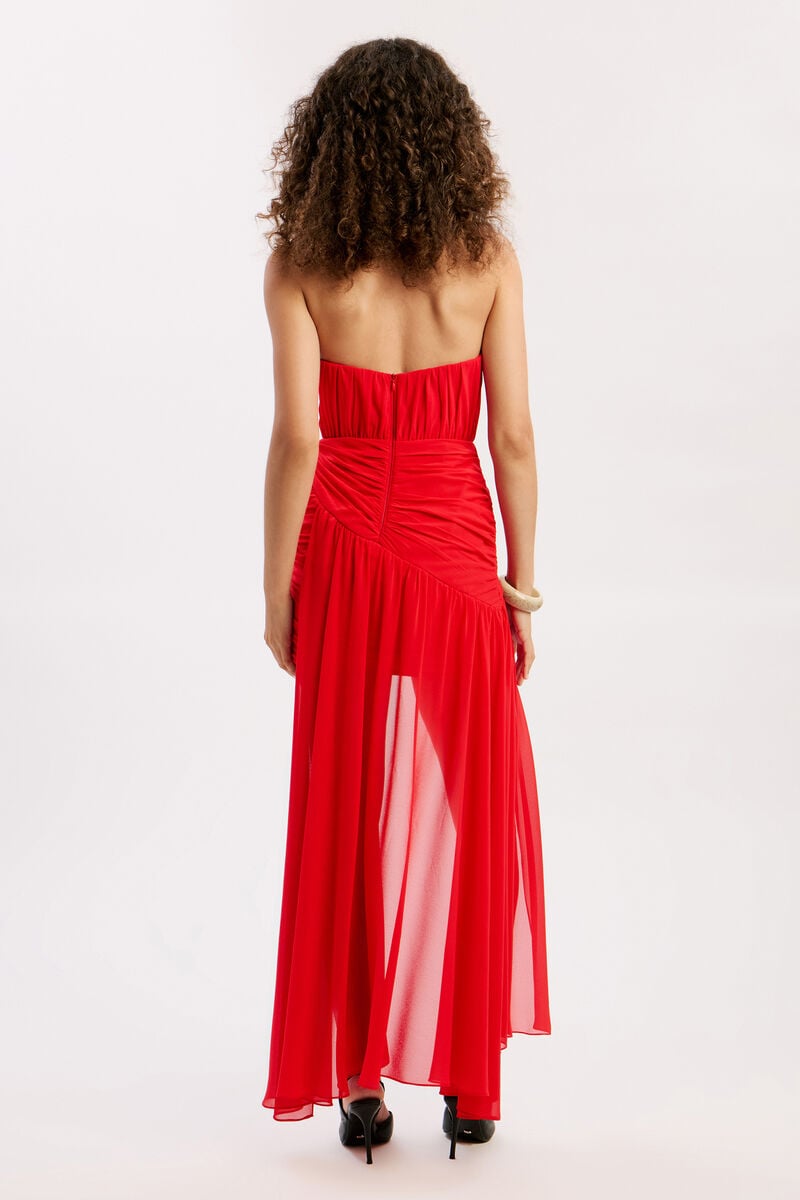 REMALIA STRAPLESS MINI DRESS in colour Fire Red