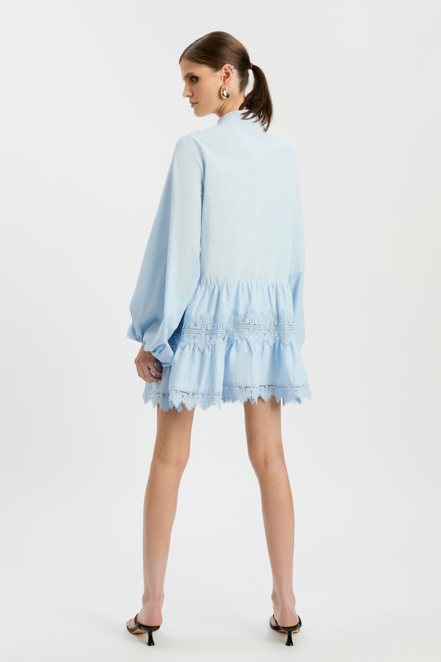 ANTONIA LACE TRIM MINI DRESS in colour SOFT BLUE