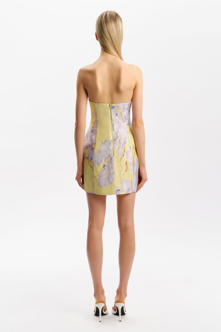KAROLINE HOUR GLASS MINI DRESS in colour Yellow Floral