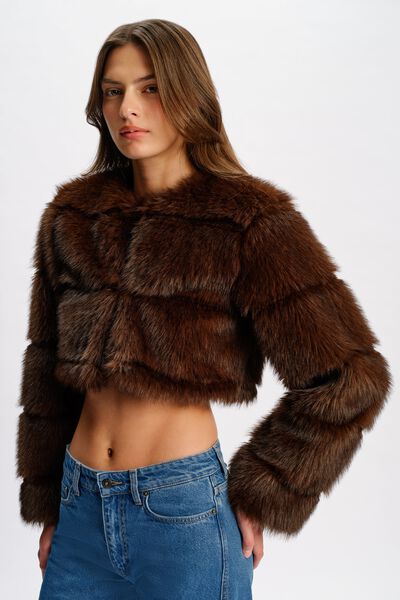 Petro Cropped Faux Fur Jacket