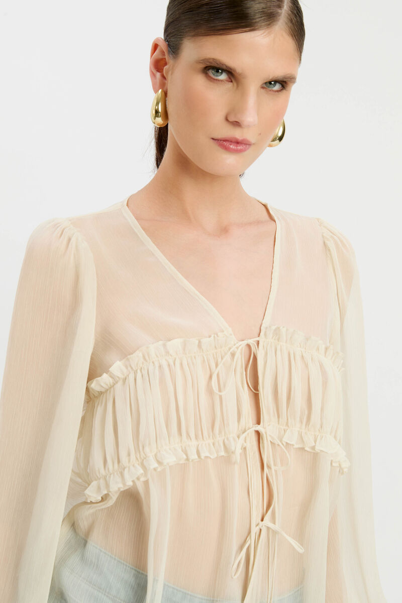 ASHTON SHEER BLOUSE in colour Ivory