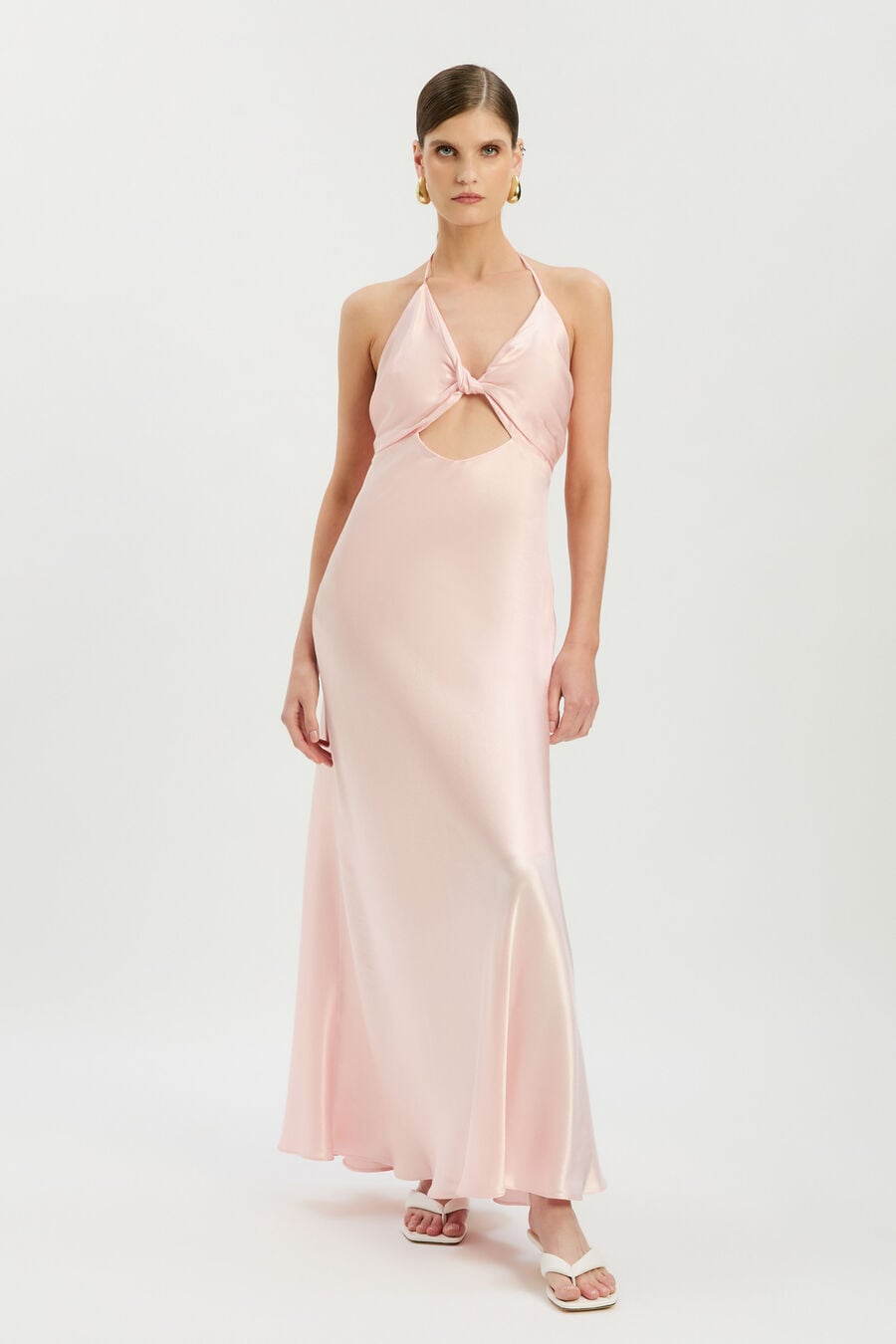 ISOLA HALTER NECK MAXI DRESS in colour Pink Petal