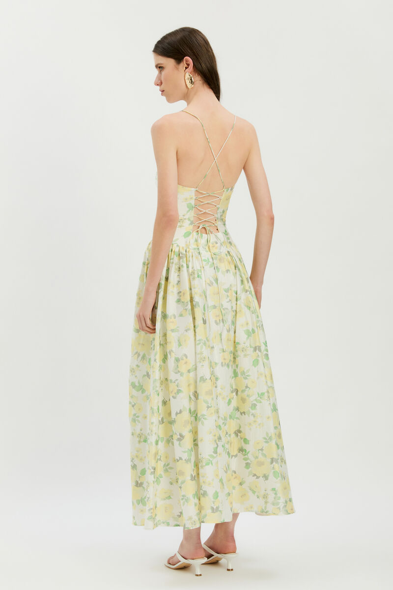 ESTIE PRINTED MAXI DRESS in colour Yellow Floral
