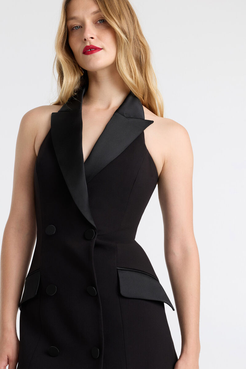 TONYA HALTER MINI DRESS in colour Black