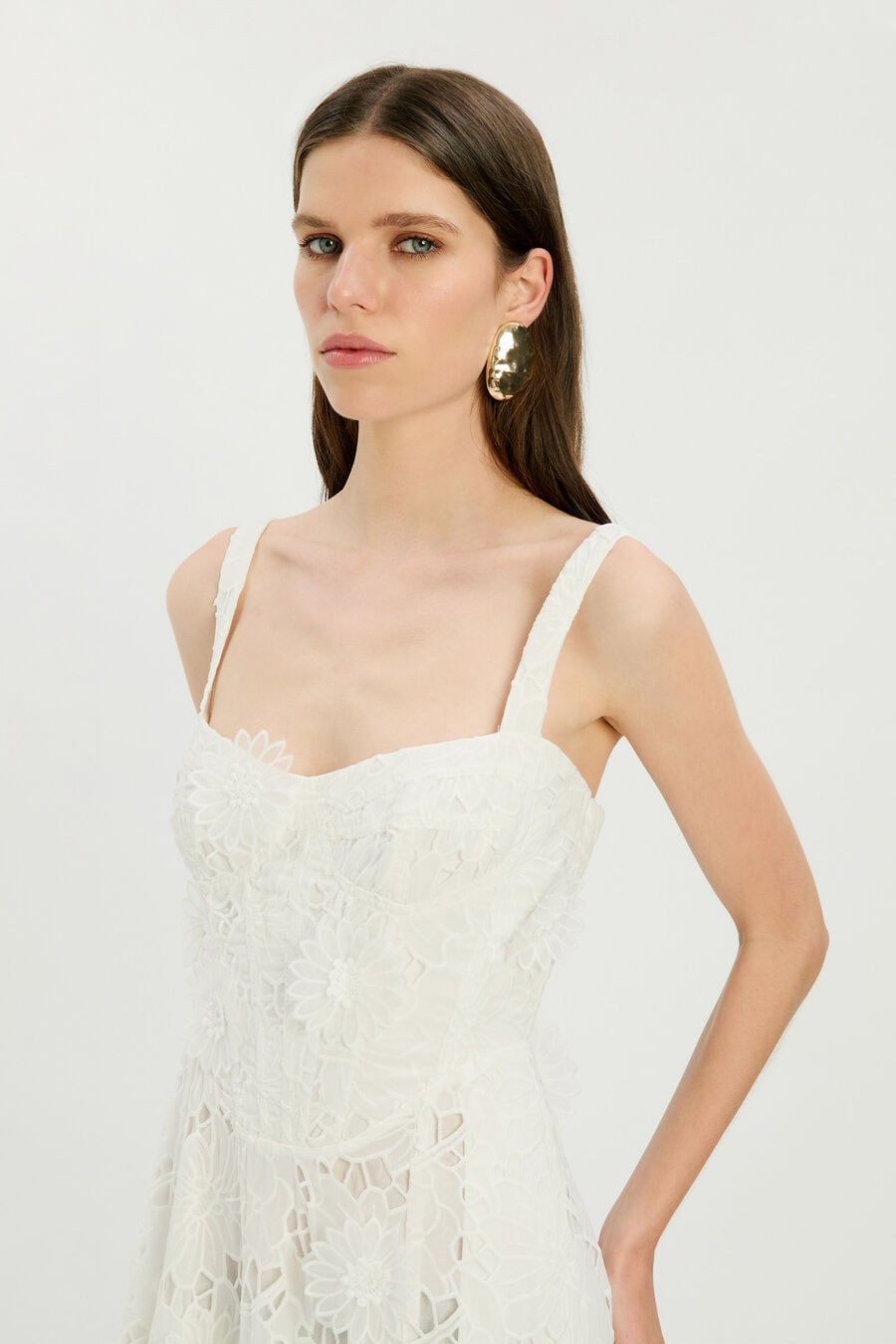 ADALINE BRODERIE MIDI DRESS in colour Orchid White