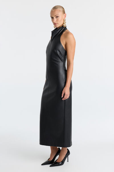 Gina Vegan Leather Midi Dress