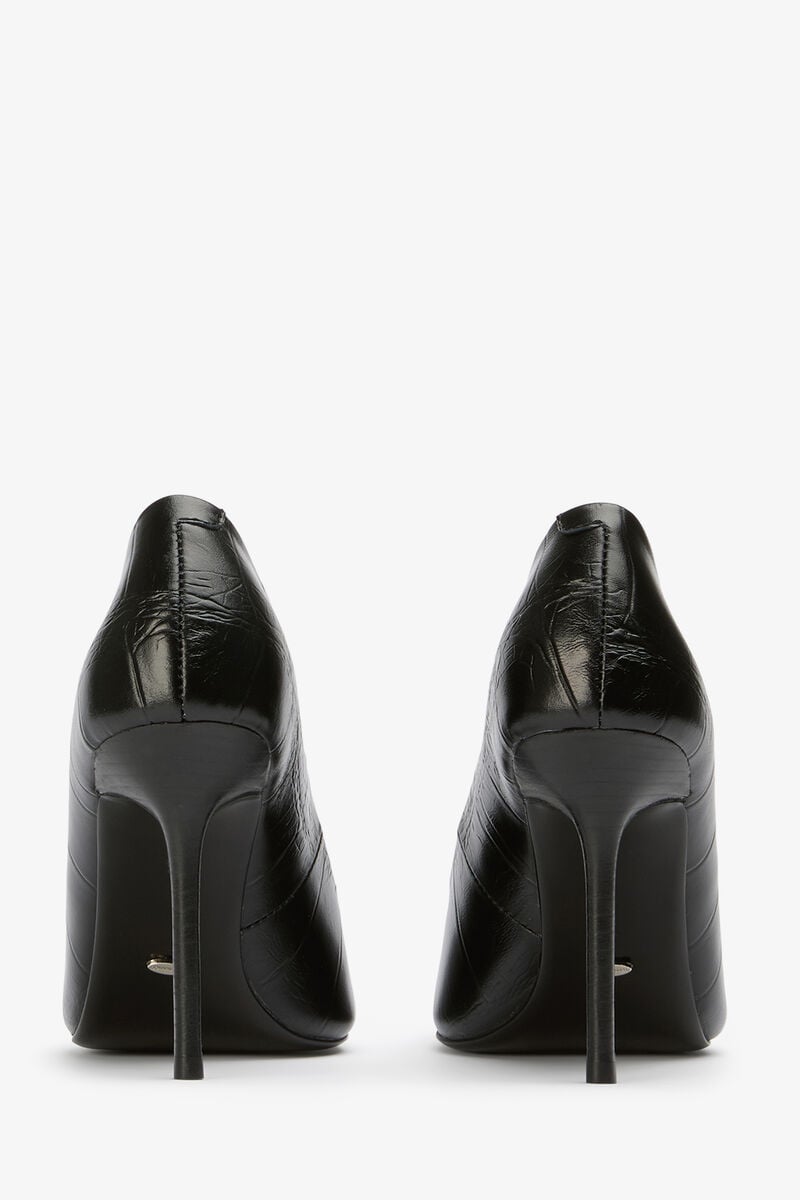 NIKI BLACK CROC HEELS in colour BLACK