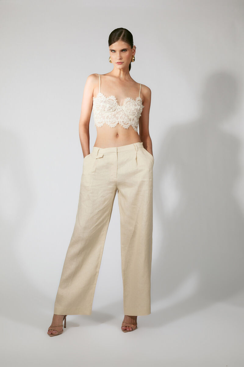 GEORDY HIPSTER LINEN PANT in colour Eggnog