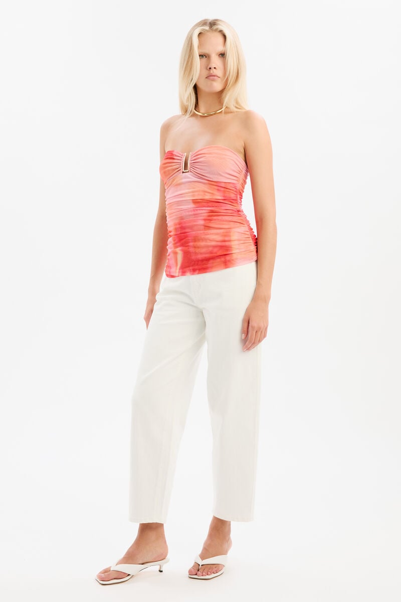 STEPHANIE PRINTED MESH TOP in colour Pink Floral