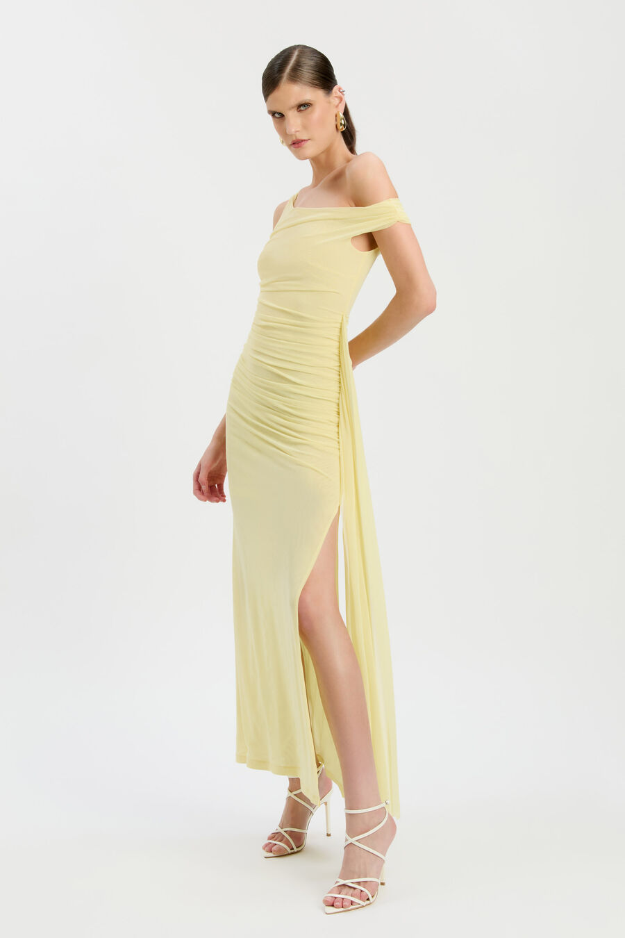 LAYANA ASYM MAXI DRESS in colour Canary Yellow