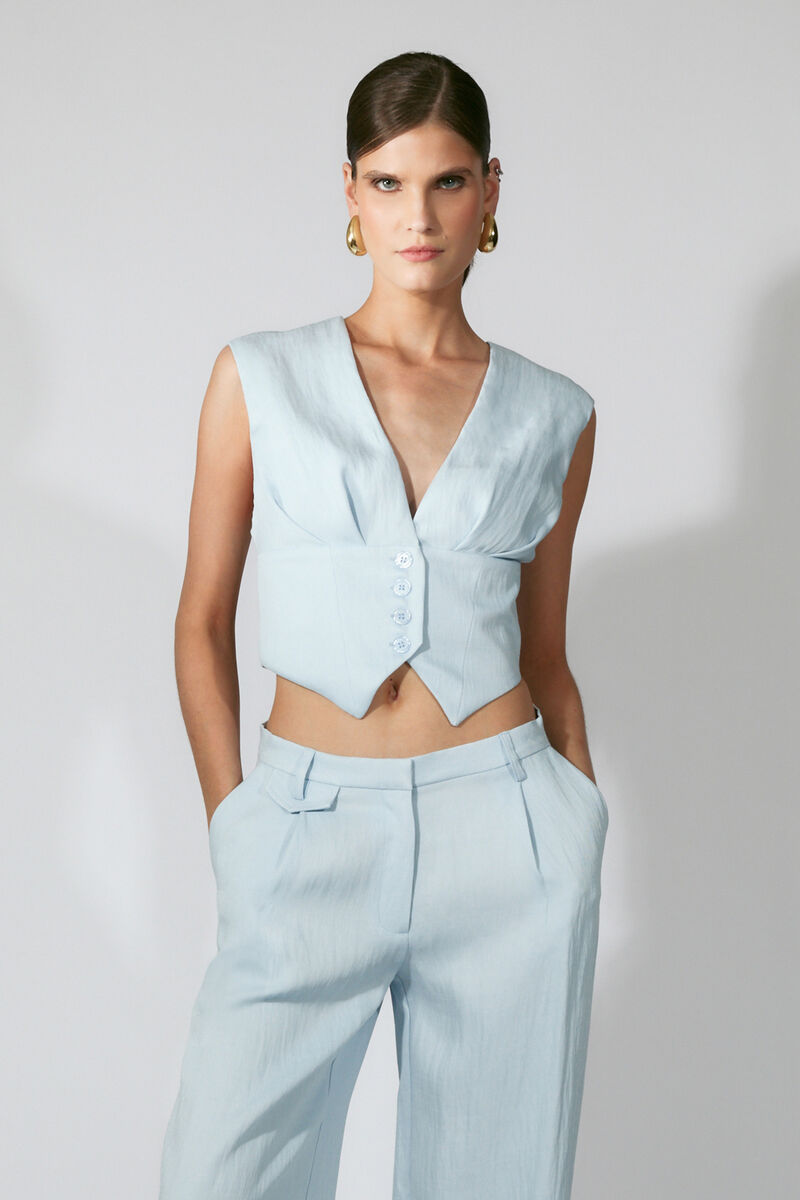 GEORDY VEST TOP in colour Soft Blue