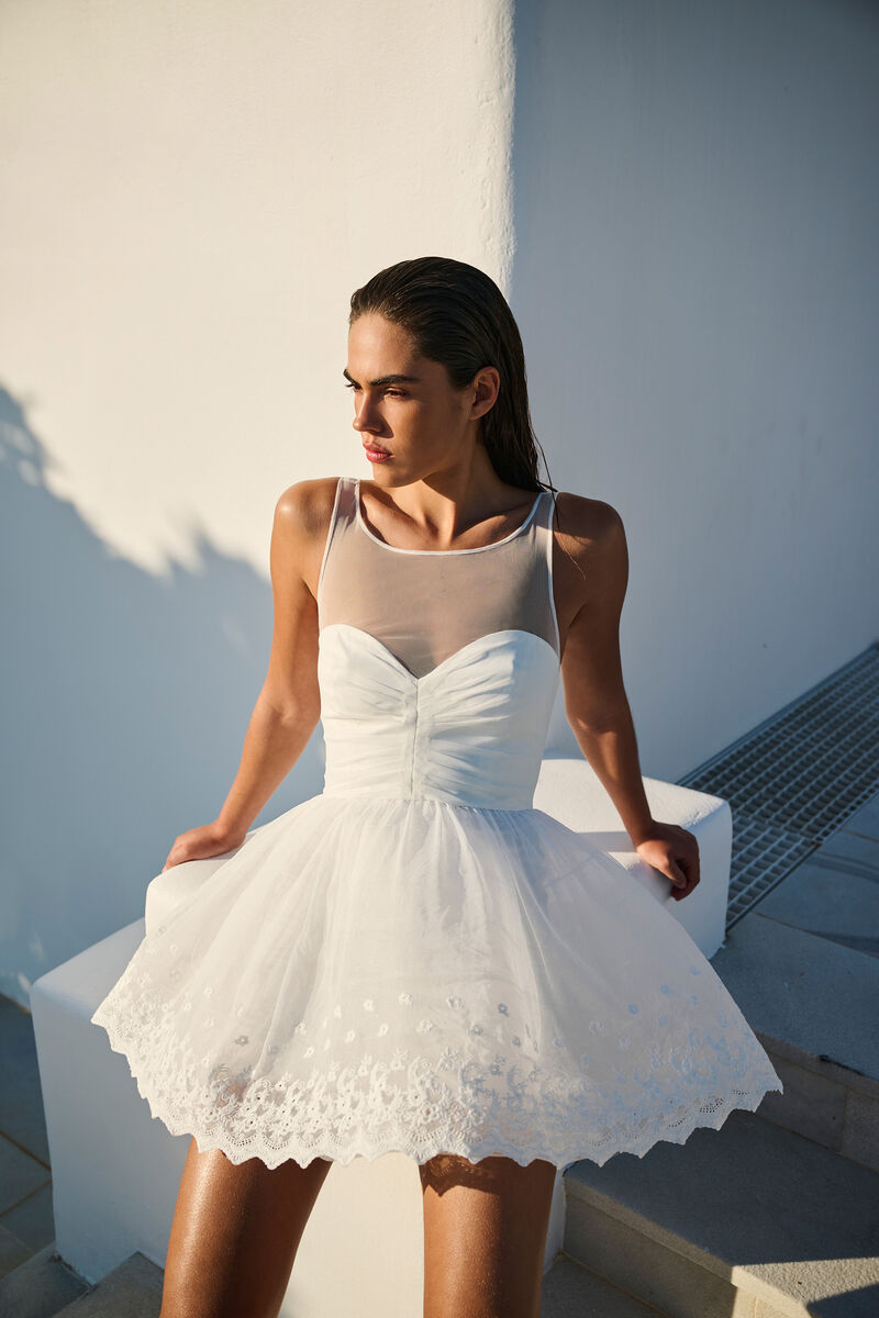 HILDA HOOP MINI DRESS in colour Ivory