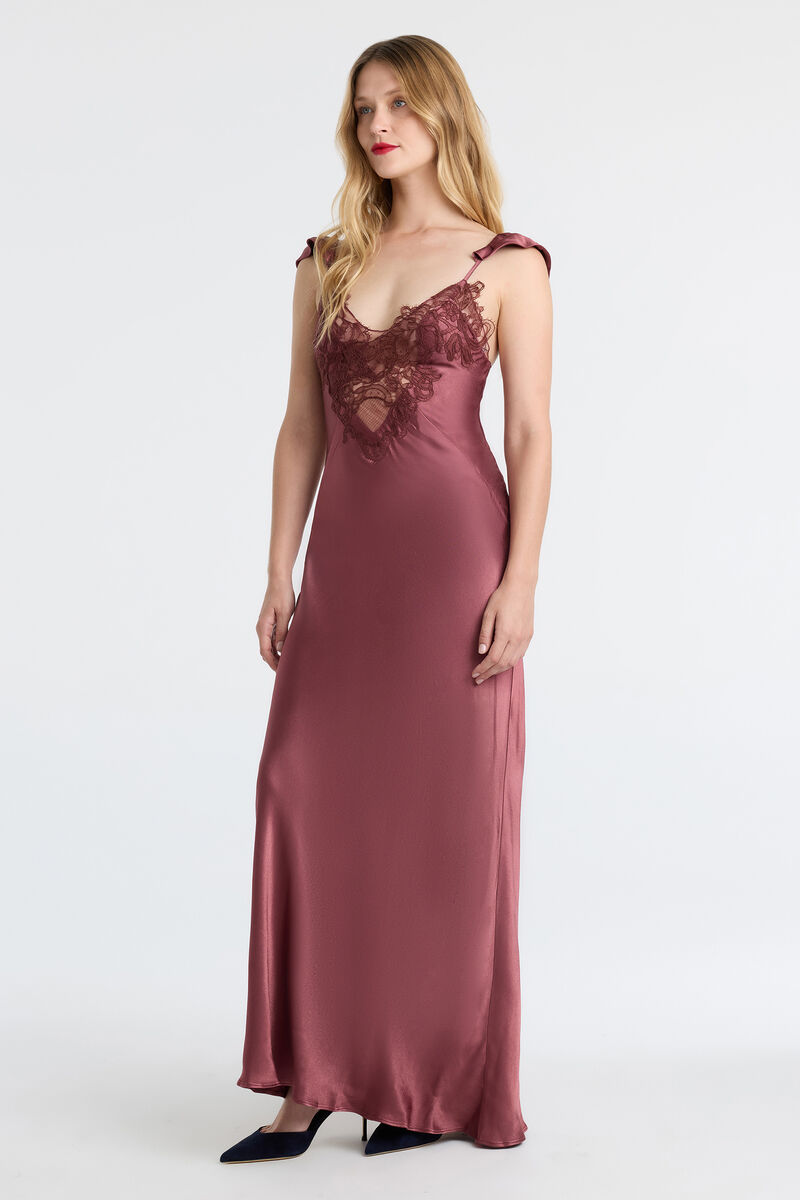 IVY LACE DETAIL MAXI DRESS in colour Mocha