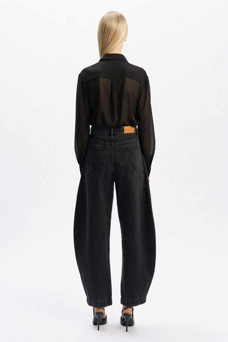 EVITA TRIM DETAIL SHEER SHIRT in colour Black