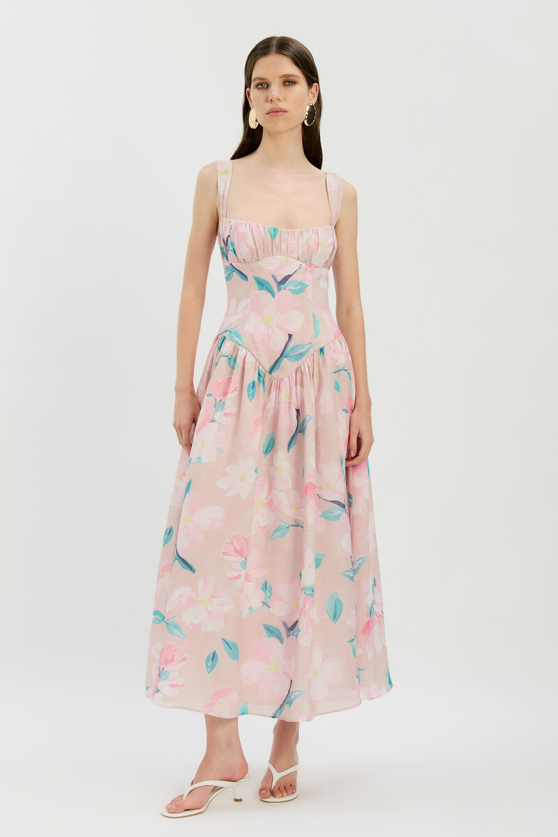 CARTIA PRINTED MIDI DRESS in colour Pink Floral
