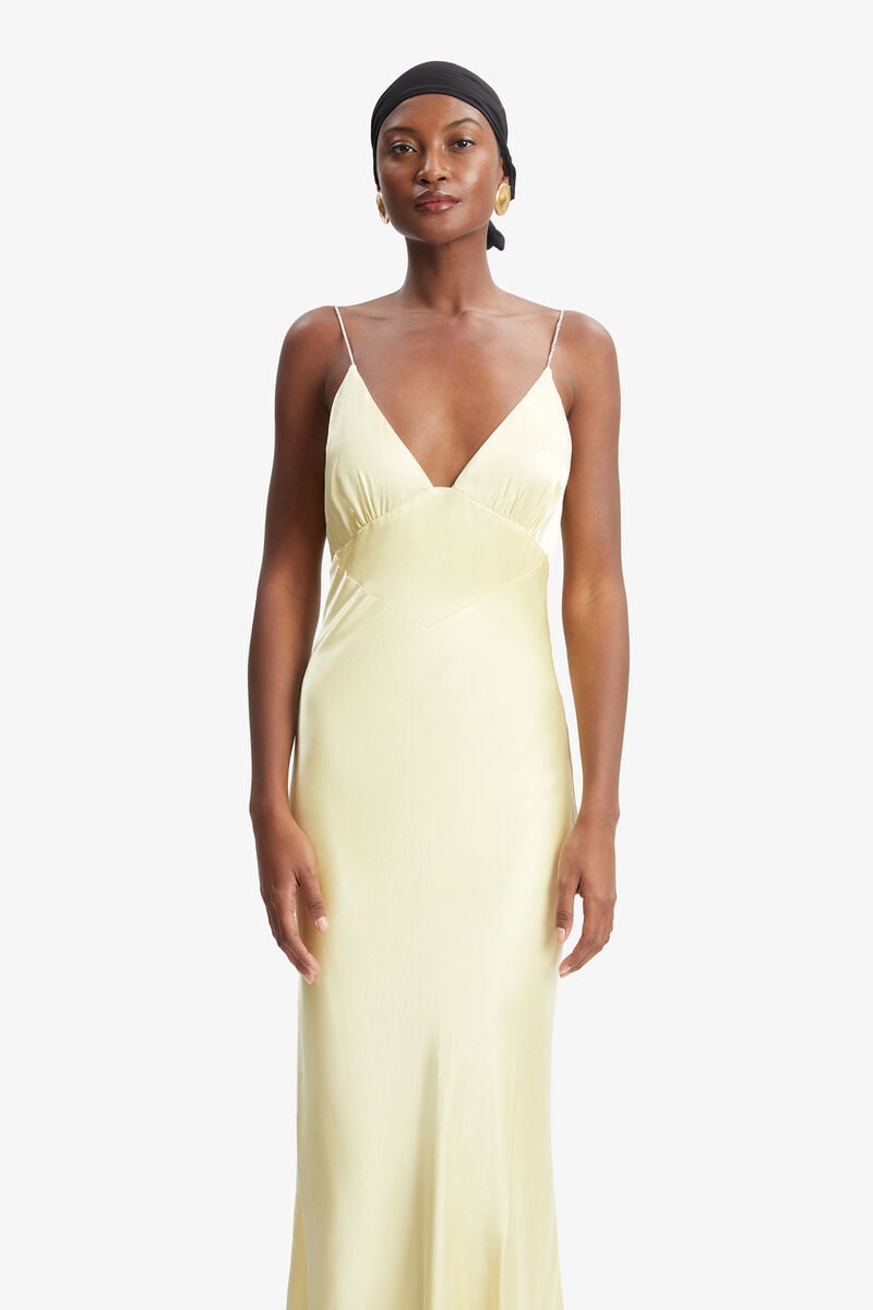 CAPRI DIAMONTE SLIP DRESS in colour CANARY YLW