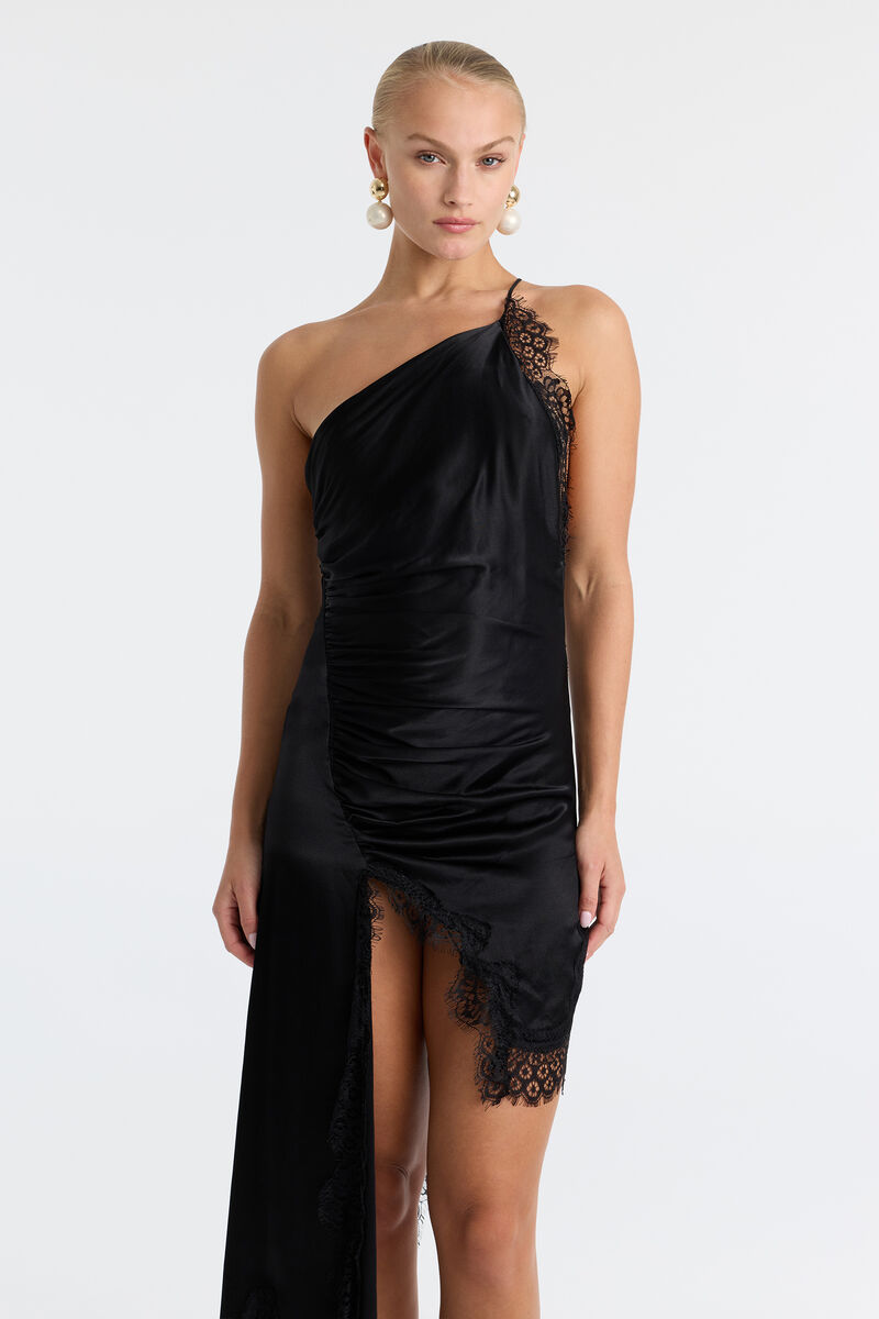 RAYNER ONE SHOULDER DRESS in colour Black