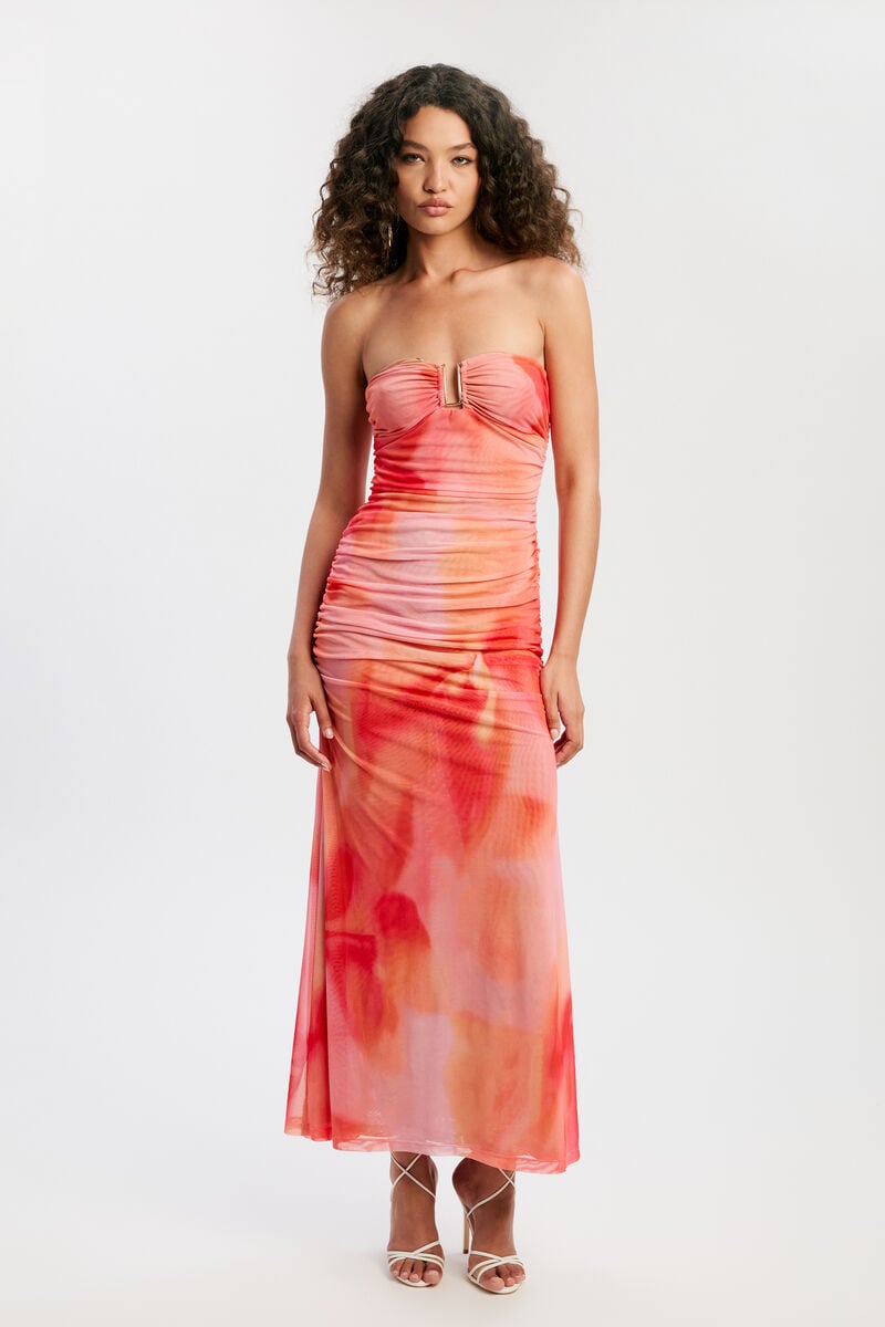 STEPHANIE PRINTED MESH DRESS in colour Pink Floral