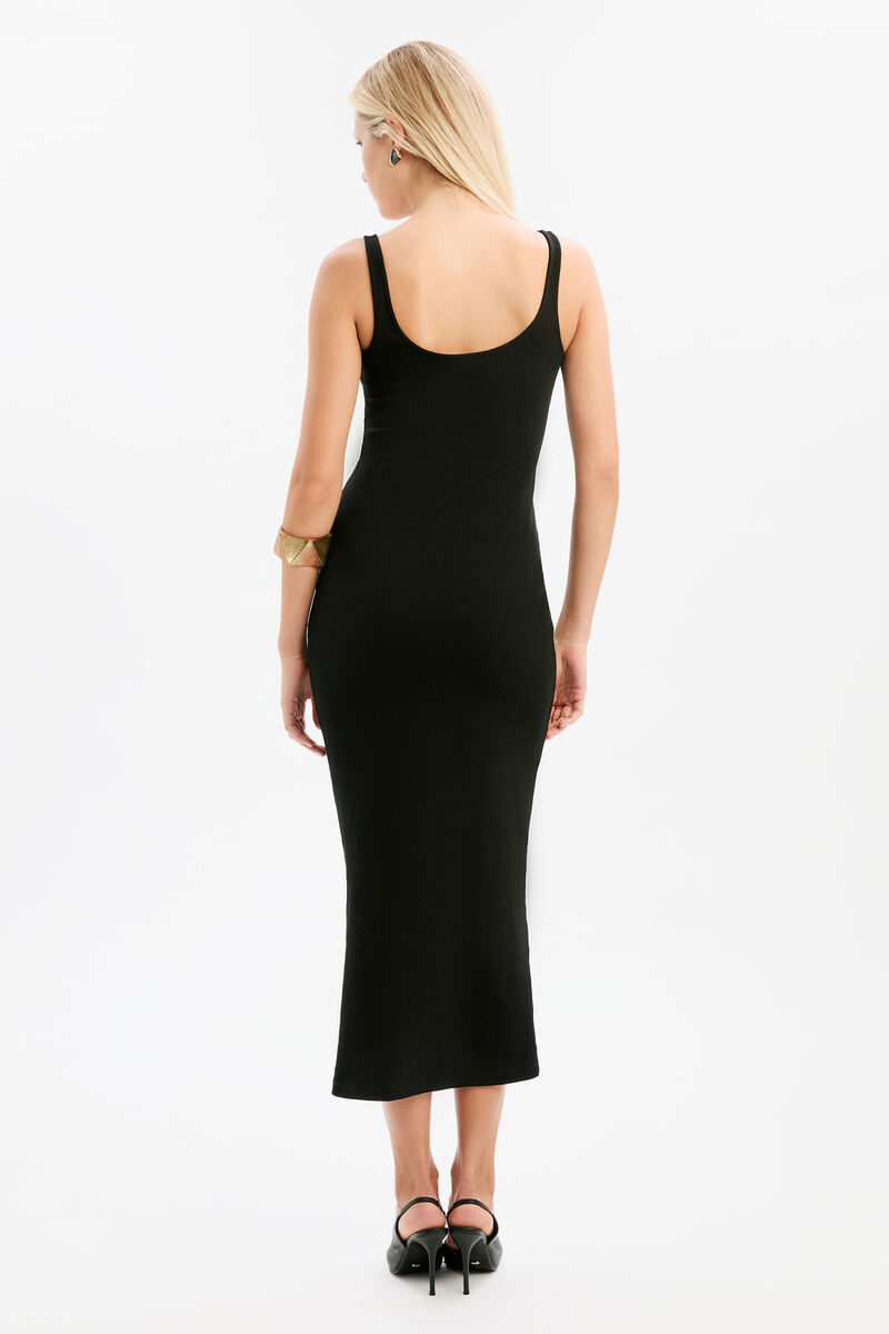 MASON RIBBED MIDI DRESS in colour Black