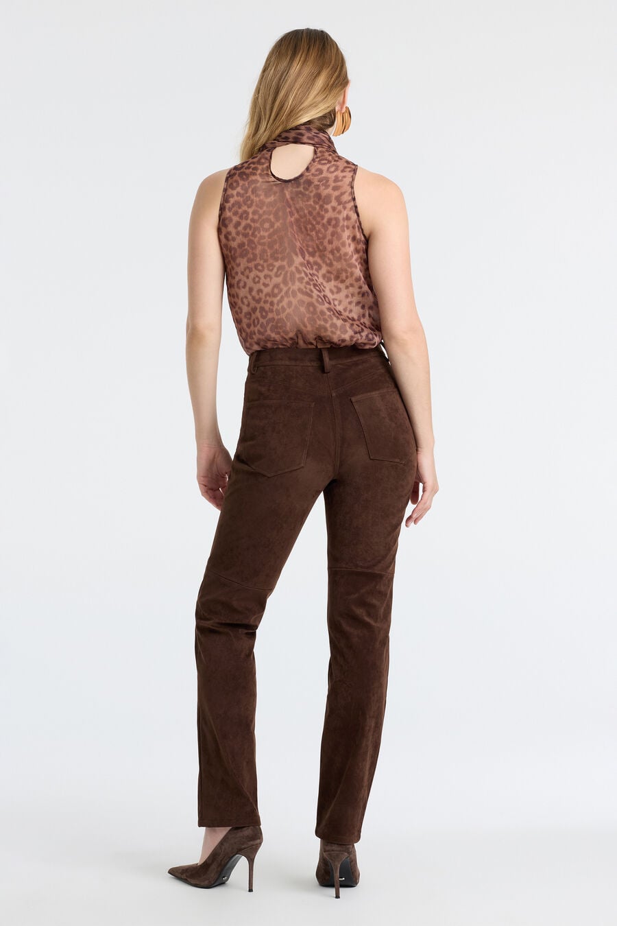ARLETTE NECK TIE PRINTED TOP in colour Leopard