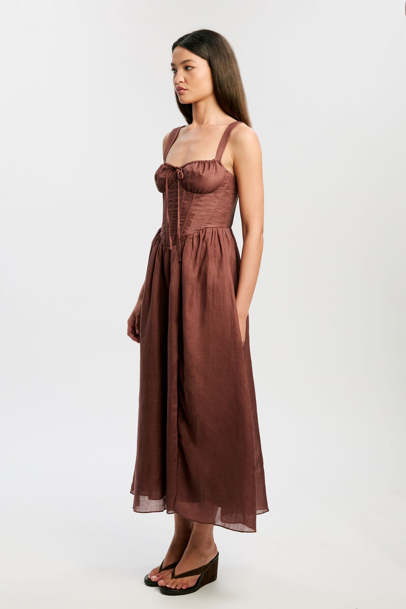 ESRA MIDI DRESS in colour CHOCOLATE