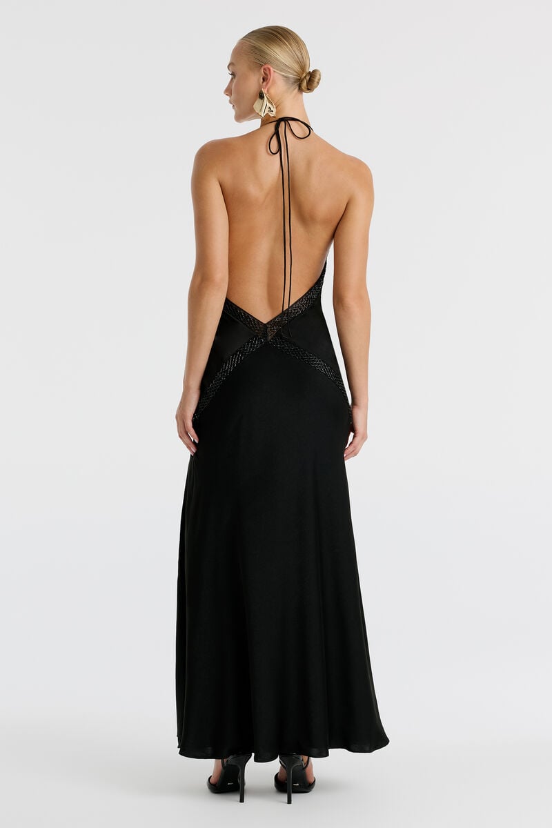 OLENA TRIM MAXI DRESS in colour Black