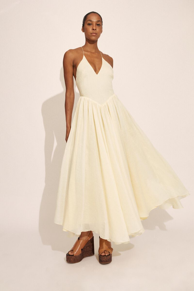 ARLETHA HALTER MAXI DRESS in colour CANARY YLW
