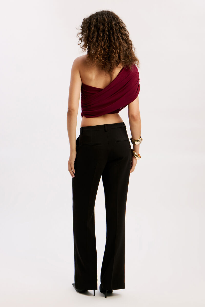 HARLEY ONE SHOULDER MESH TOP in colour Mulberry