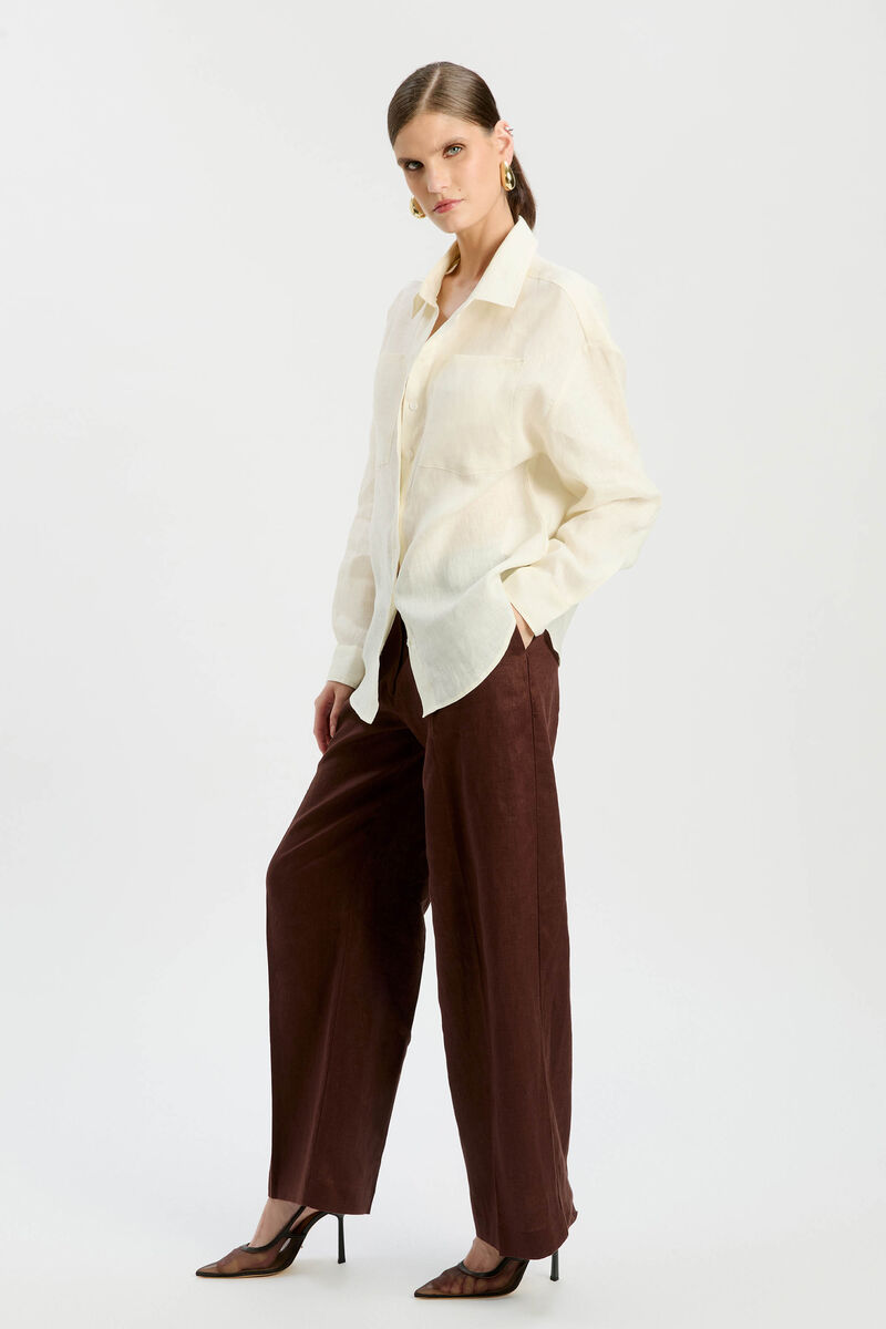 LANDER OVERSIZED LINEN SHIRT in colour EGGNOG
