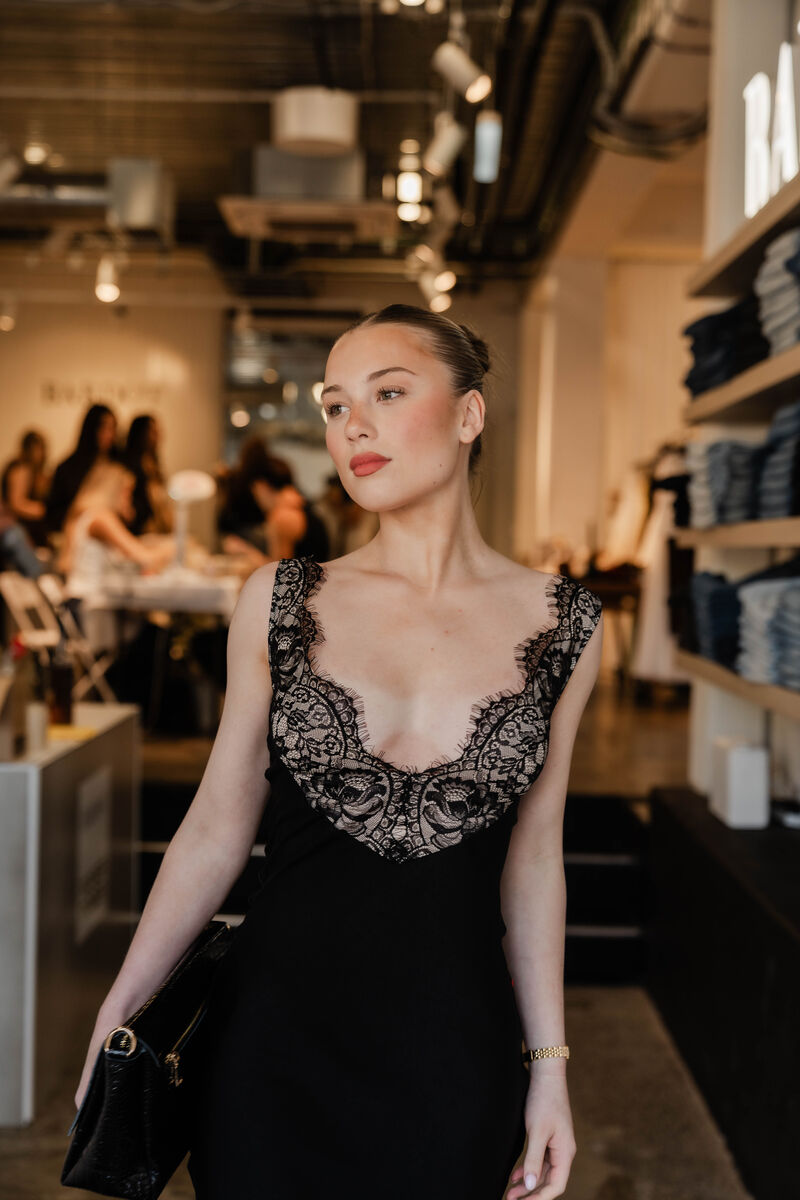HAYDEN LACE SLIP DRESS in colour BLACK