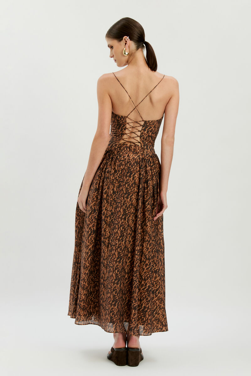 ESTIE PRINTED MAXI DRESS in colour Leopard