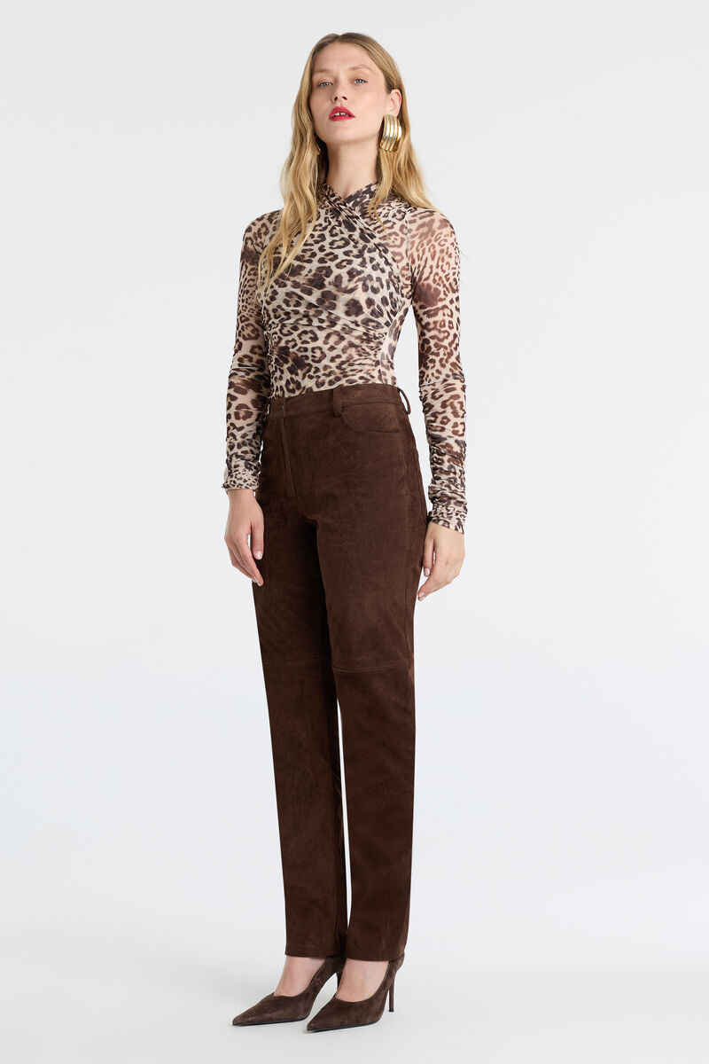 KOURTNEY LONG SLEEVE BODYSUIT in colour Leopard