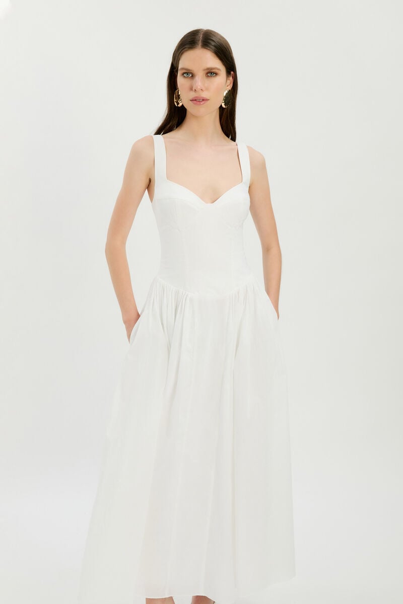 THEODORA COTTON MAXI DRESS in colour Orchid White