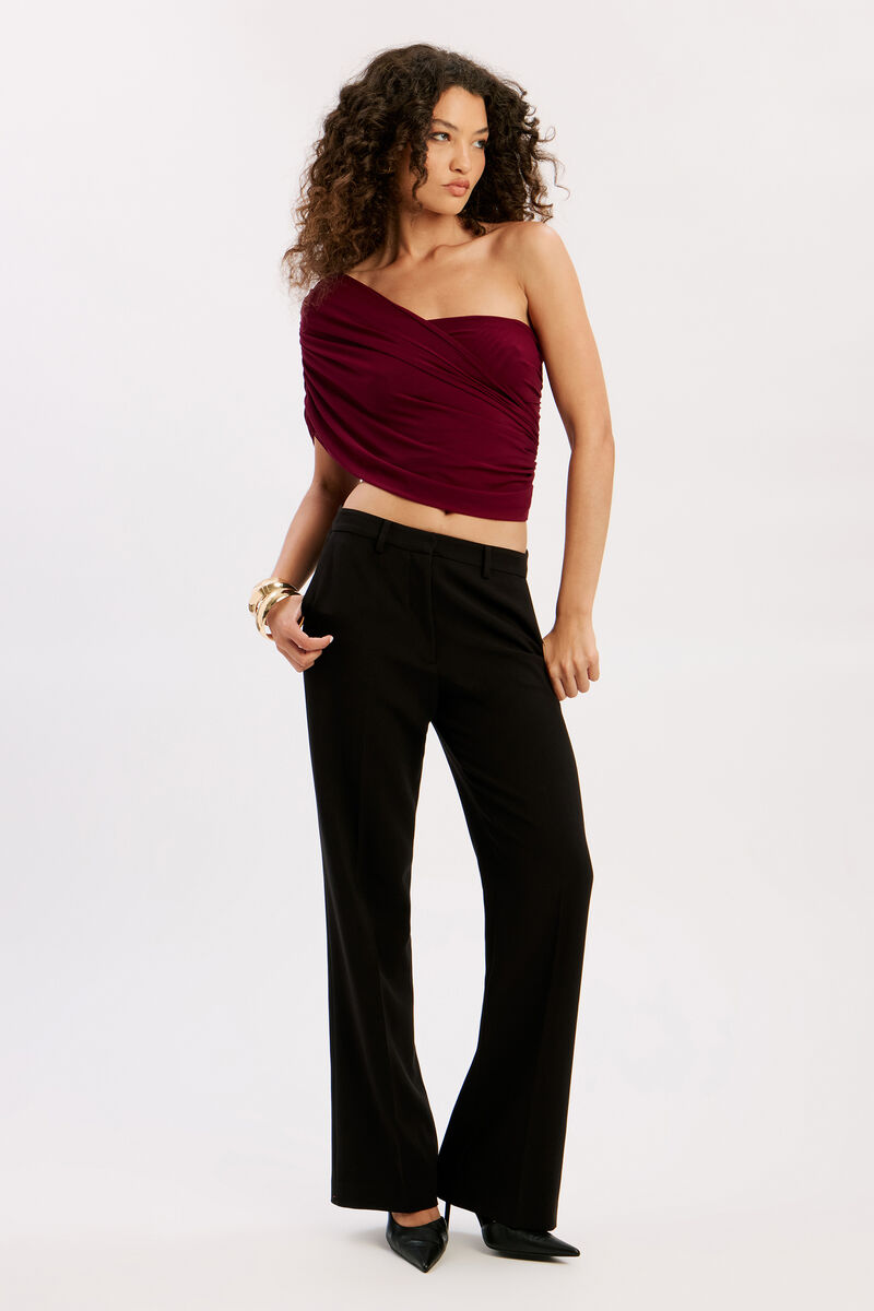HARLEY ONE SHOULDER MESH TOP in colour Mulberry