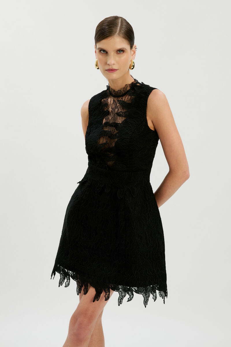 SILAS HOURGLASS MINI DRESS in colour Black