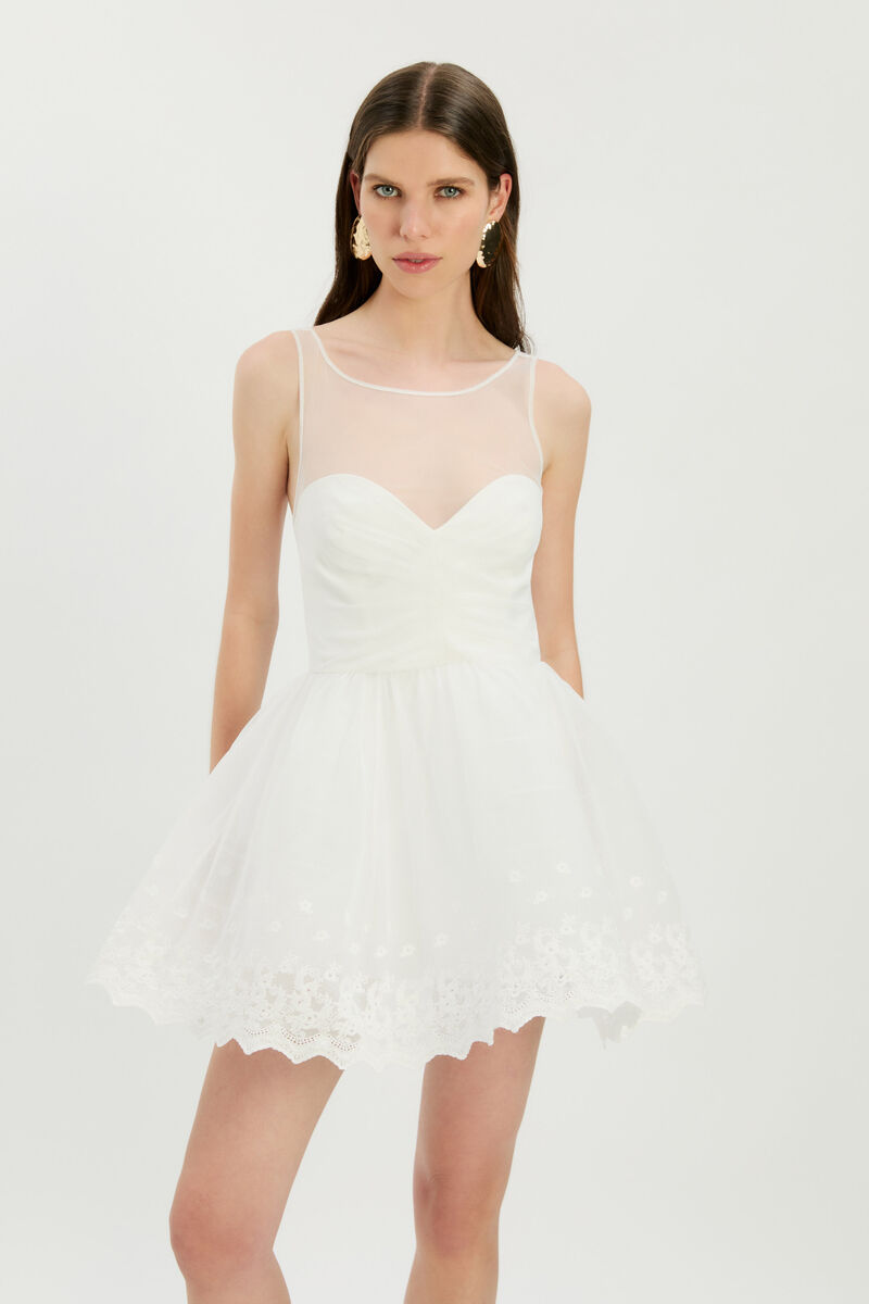 HILDA HOOP MINI DRESS in colour Ivory