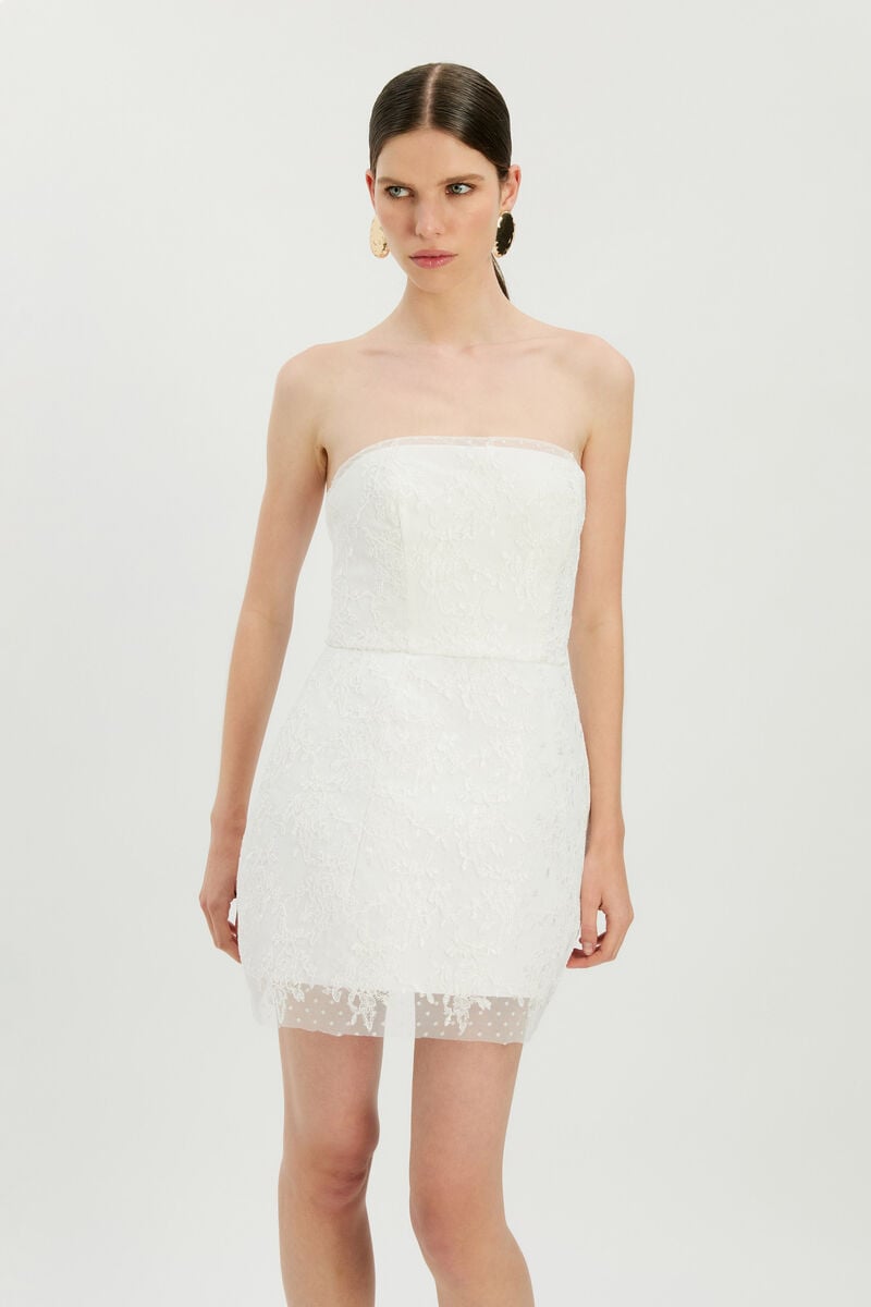FRANCA HOURGLASS MINI DRESS in colour Ivory