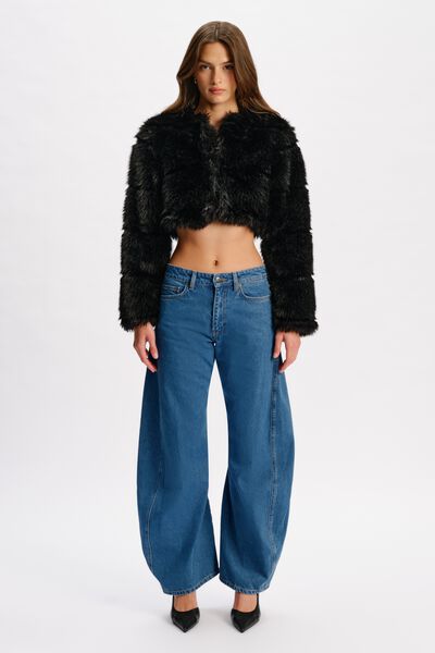 Petro Cropped Faux Fur Jacket