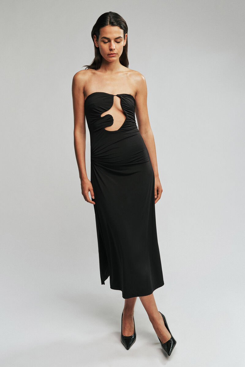 ALBERTA MIDI DRESS in colour Black