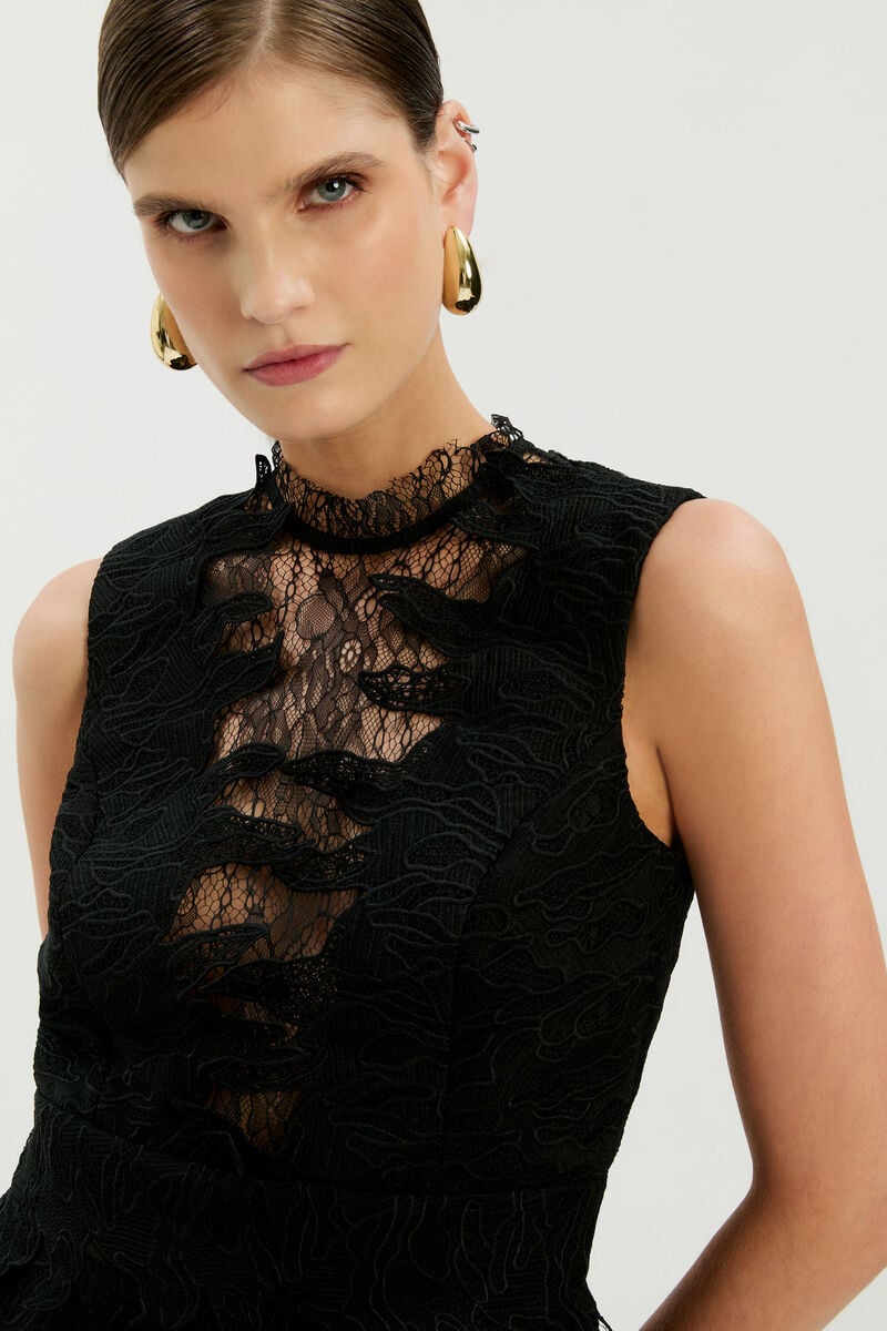 SILAS HOURGLASS MINI DRESS in colour Black